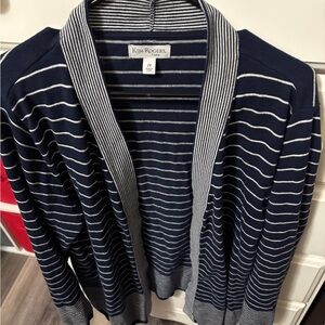 Kim Rogers Men's Cardigan in Navy and White Stripes